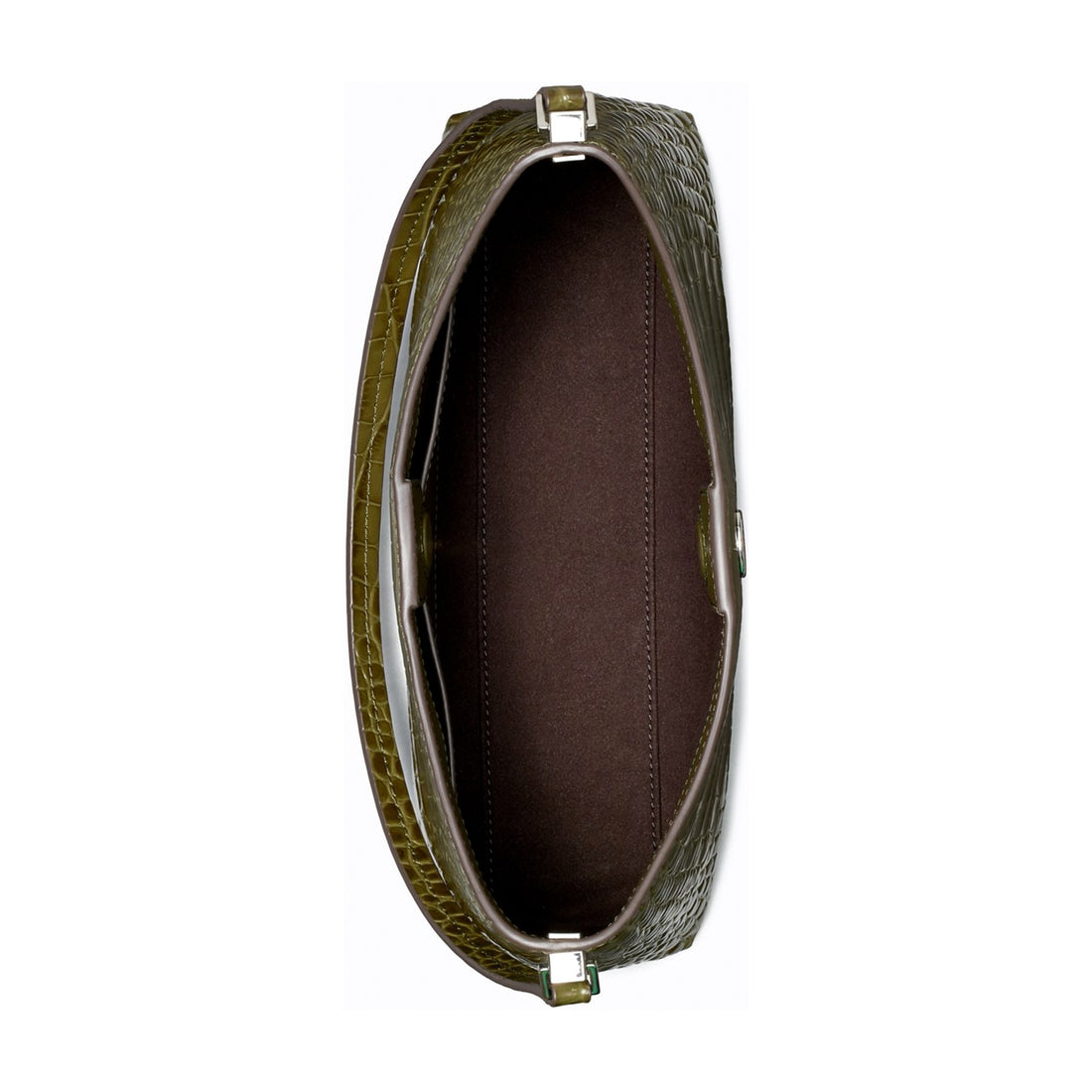 Tory Burch Small Robinson Croc-Embossed Shoulder Bag - Green Khaki