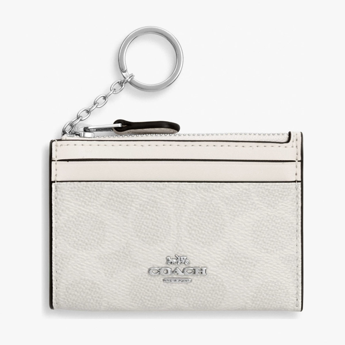 Coach Mini Skinny ID Case In Signature Canvas - Silver/White/Chalk