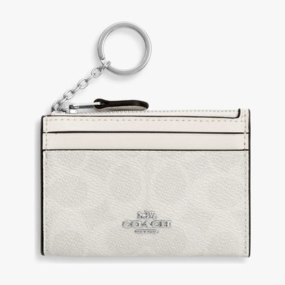 Coach Mini Skinny ID Case In Signature Canvas - Silver/White/Chalk