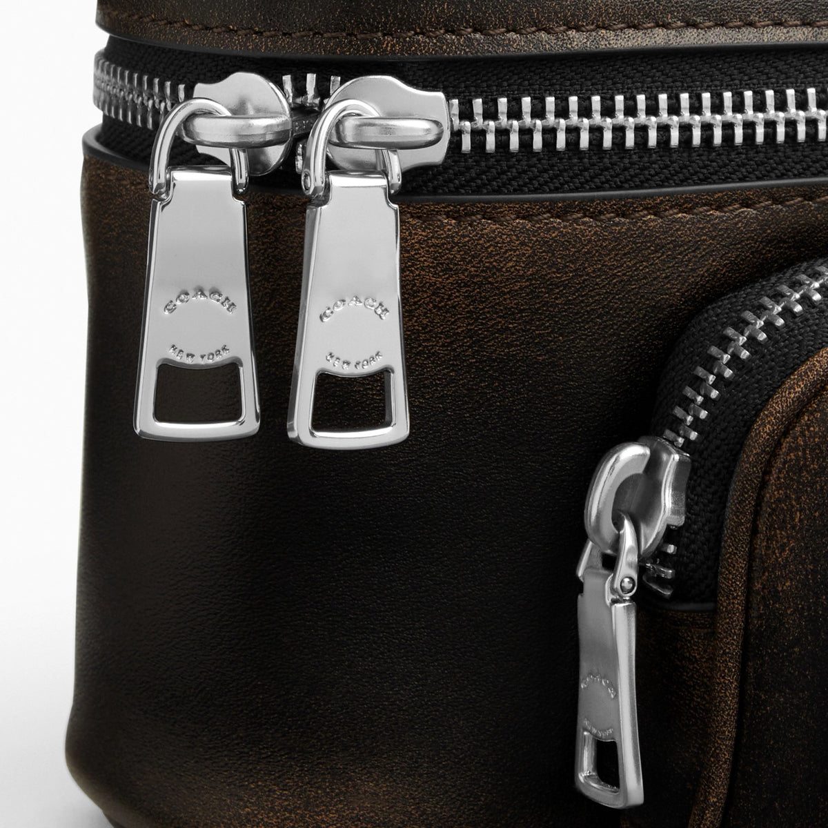 Coach Rainer Crossbody Bag 18 With Pocket In Loved Leather - Silver/Black Brown