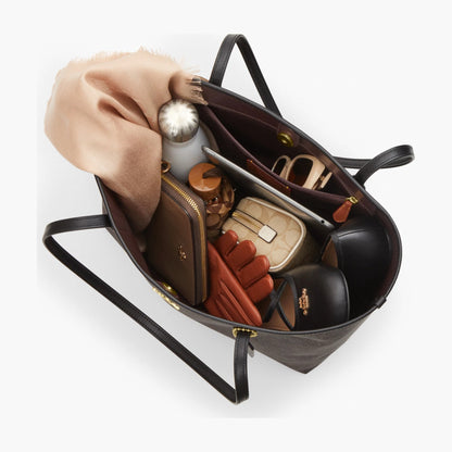 Coach City Tote Bag In Signature Canvas - Gold/Walnut/Black