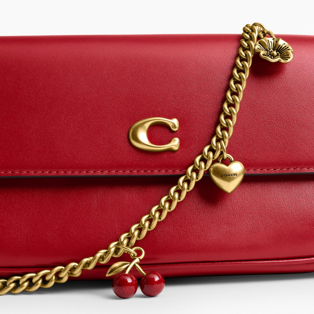 Coach Brook Flap Chain Bag With Charm Chain Strap - Brass/Poppy