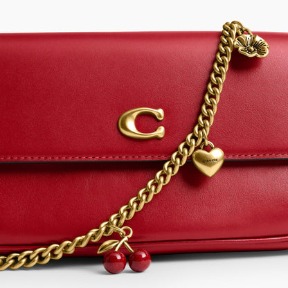 Coach Brook Flap Chain Bag With Charm Chain Strap - Brass/Poppy