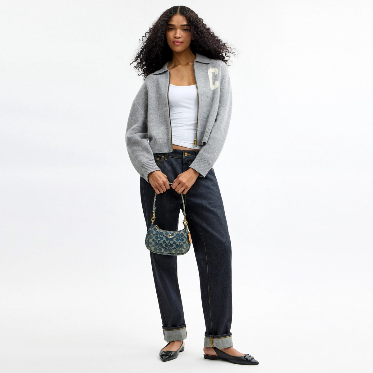 Coach Teri Mini Crossbody Bag In Signature Regenerative Cotton Denim - Gold/Denim