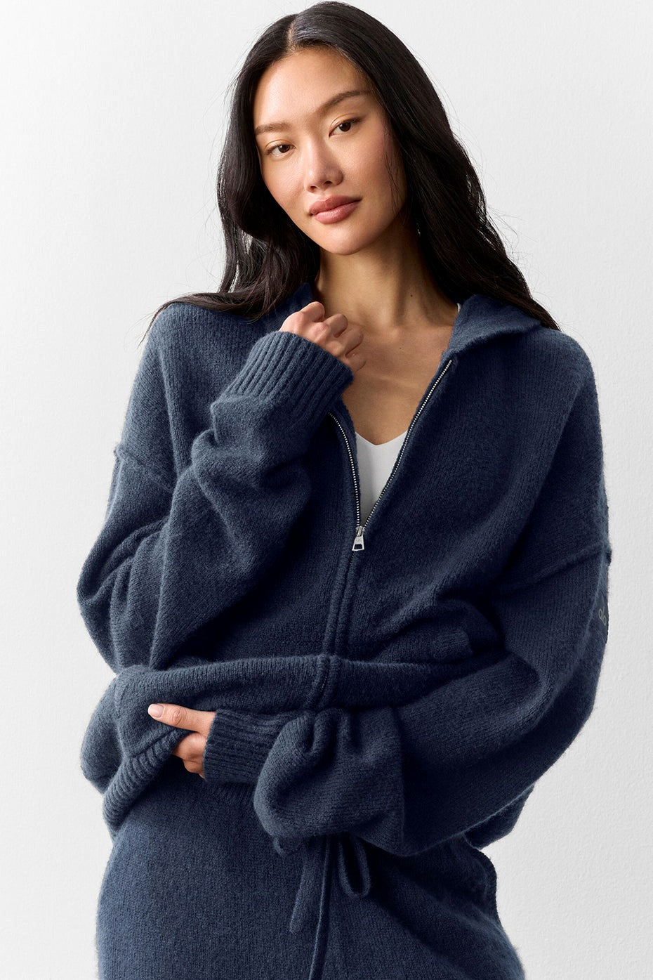 Alo Yoga Wool Cashmere New Class Full Zip Hoodie - Navy