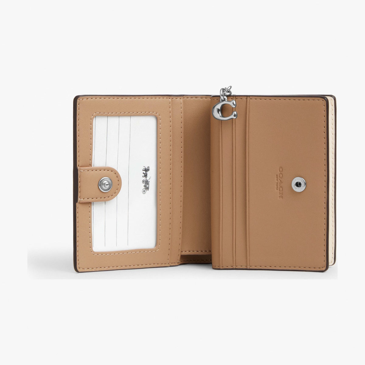Coach Snap Wallet In Signature Canvas - Silver/White/Chalk