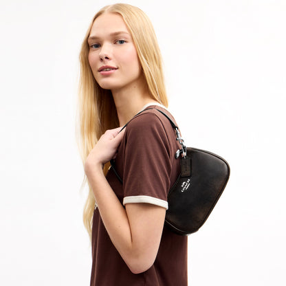 Coach Teri Mini Crossbody Bag In Loved Leather - Silver/Black Brown