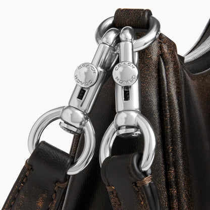 Coach Teri Shoulder Bag In Loved Leather - Silver/Black Brown