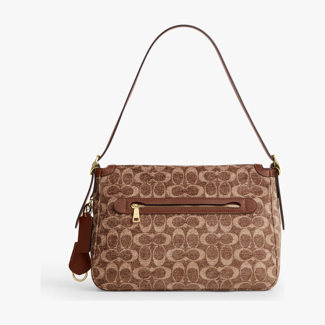 Coach Etta Flap Bag In Signature Chenille - Gold/Light Khaki/Vintage Brown
