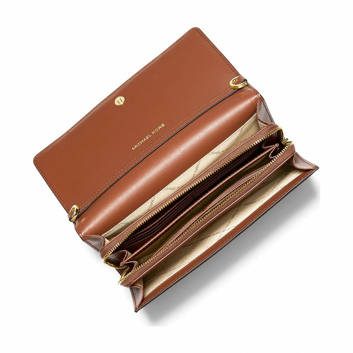 Michael Kors Jet Set Large Leather Crossbody Bag - LUGGAGE