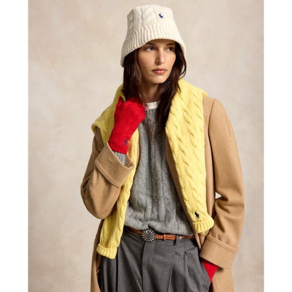 Polo Ralph Lauren Cable-Knit Wool-Blend Bucket Hat - Cream