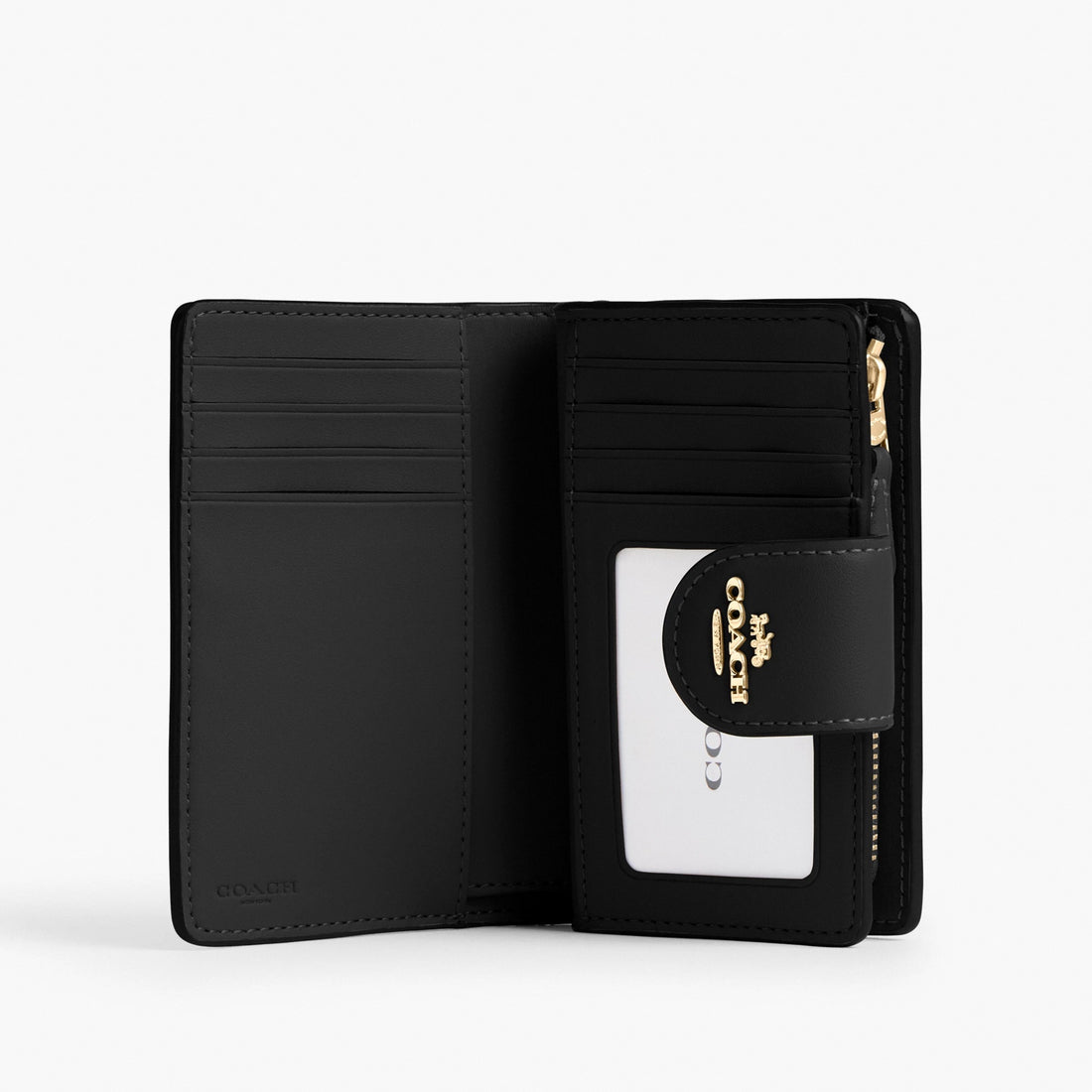Coach Medium Corner Zip Wallet In Signature Canvas - Gold/Walnut/Black