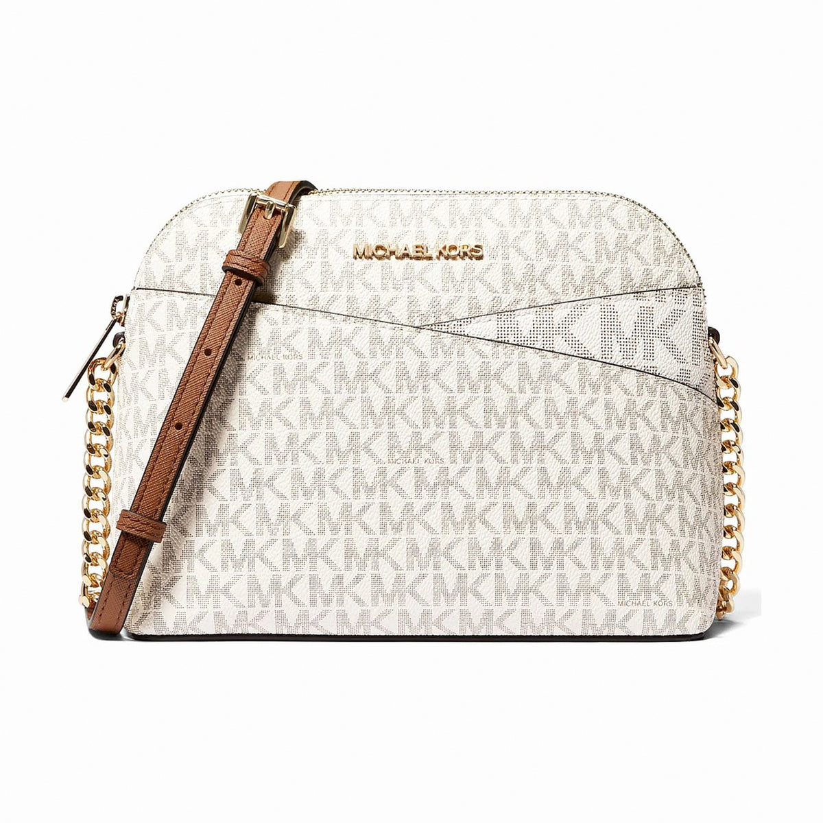 Michael Kors Jet Set Travel Medium Logo Dome Crossbody Bag - VANILLA