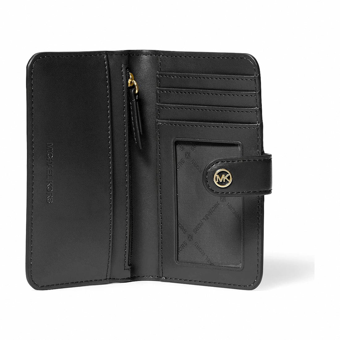 Michael Kors Jet Set Travel Medium Pebbled Leather Billfold Wallet - BLACK
