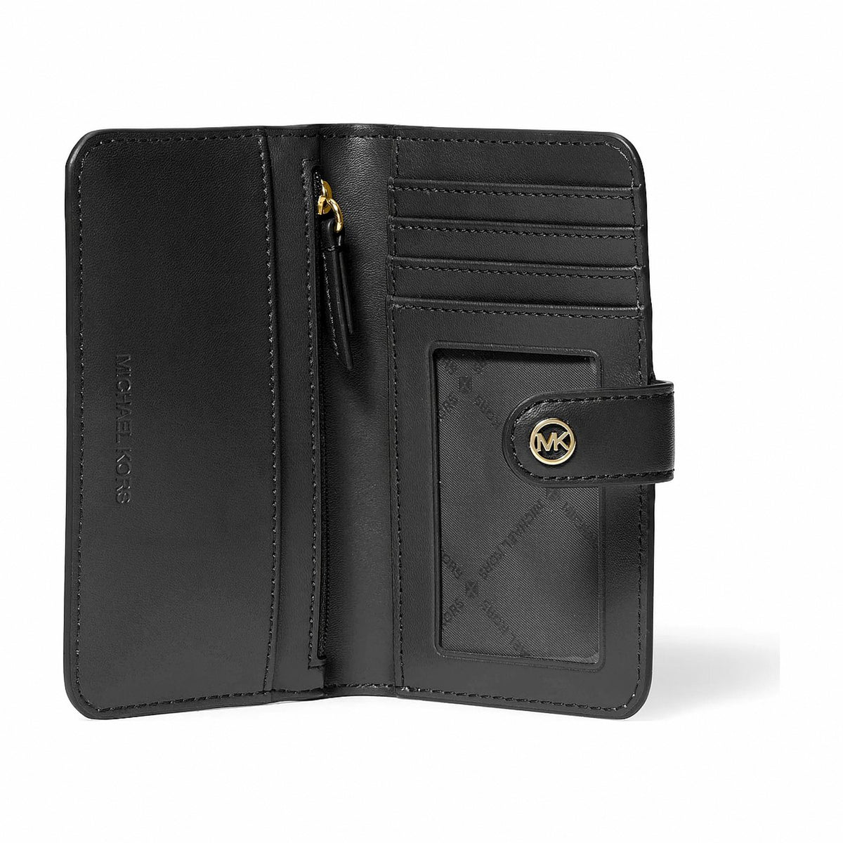 Michael Kors Jet Set Travel Medium Pebbled Leather Billfold Wallet - BLACK
