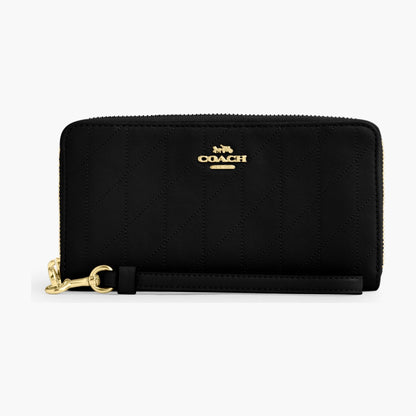 Coach Long Zip Around Wallet With Quilting - Gold/Black