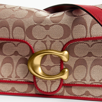 Coach Tabby Shoulder Bag 26 In Signature Jacquard - Brass/Poppy Signature