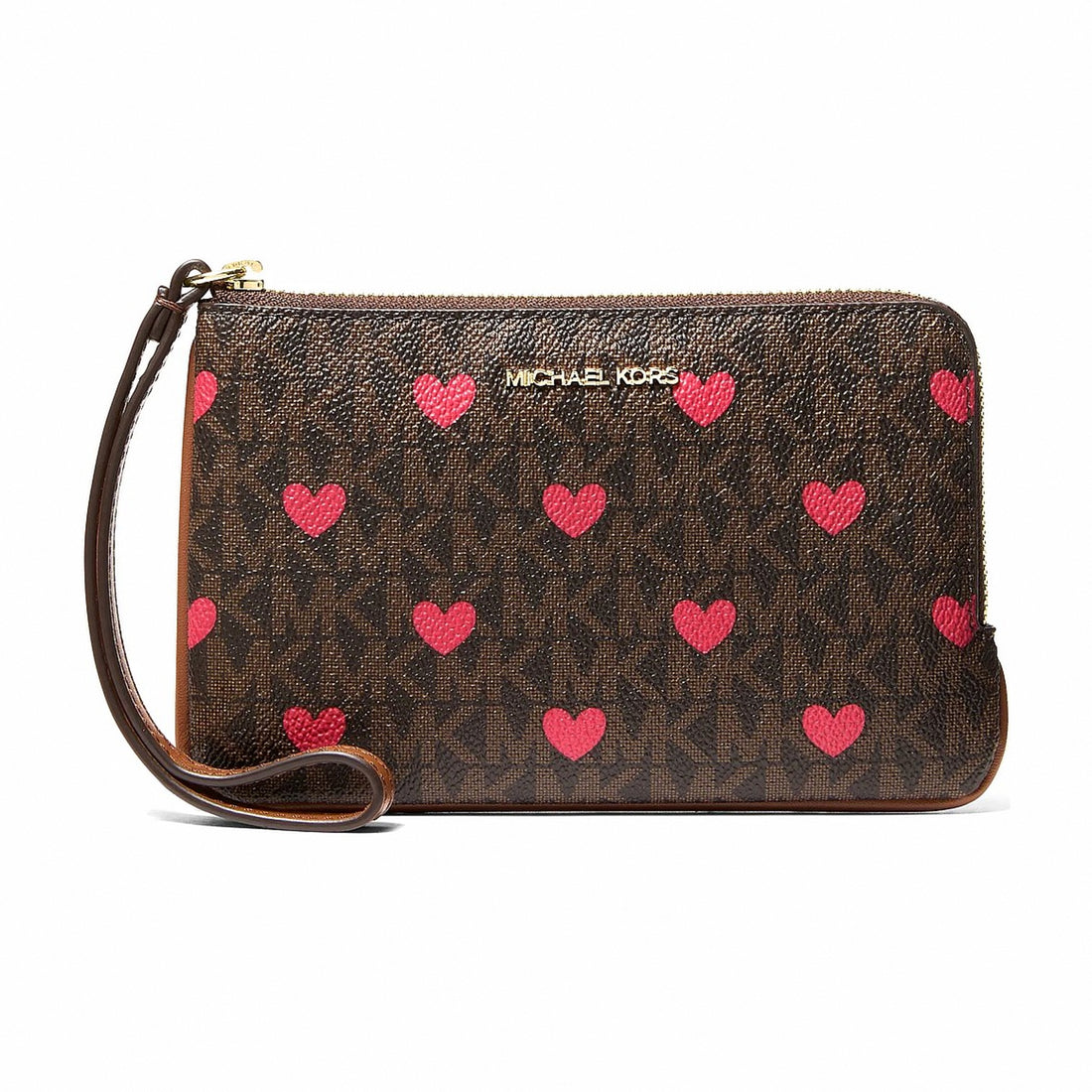 Michael Kors Jet Set Travel Small Printed Signature Logo Wristlet - BROWN