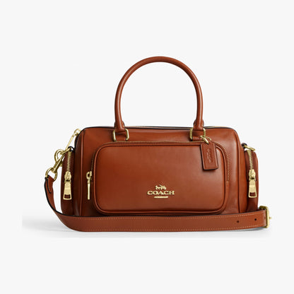 Coach Rowan Satchel Bag With Pockets - Gold/Cinnamon