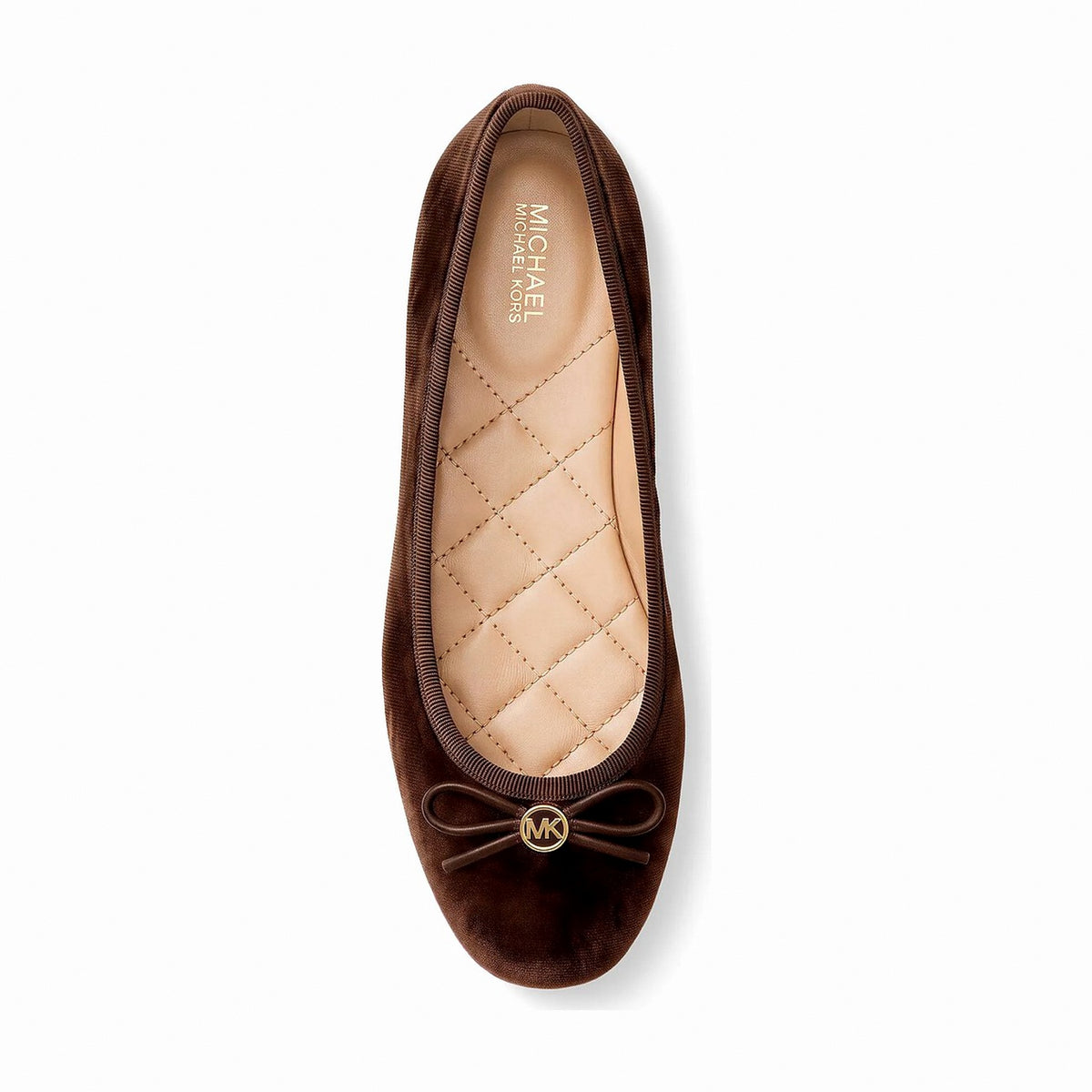 Michael Kors Savannah Logo Debossed Velvet Ballet Flat - NUTMEG