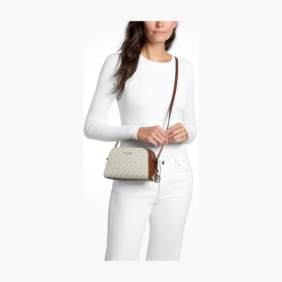 Michael Kors Ashton Extra-Small Signature Logo Camera Crossbody Bag - VANILLA