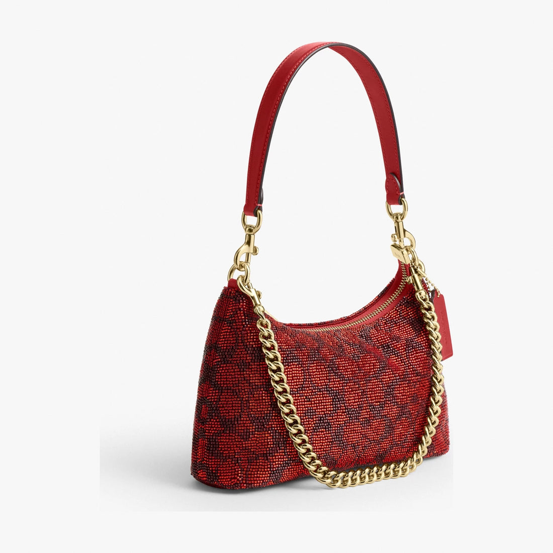 Coach Teri Shoulder Bag In Signature Beaded Satin - Gold/Crimson