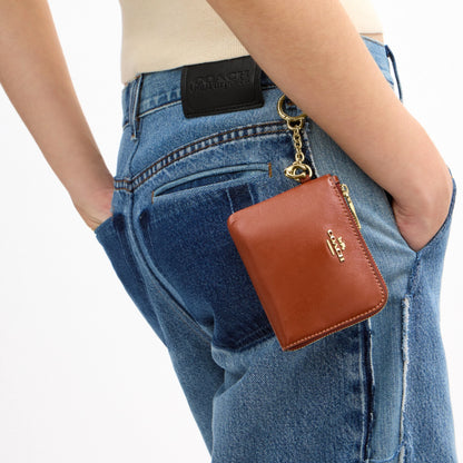 Coach Small Corner Zip Wallet - Gold/Cinnamon