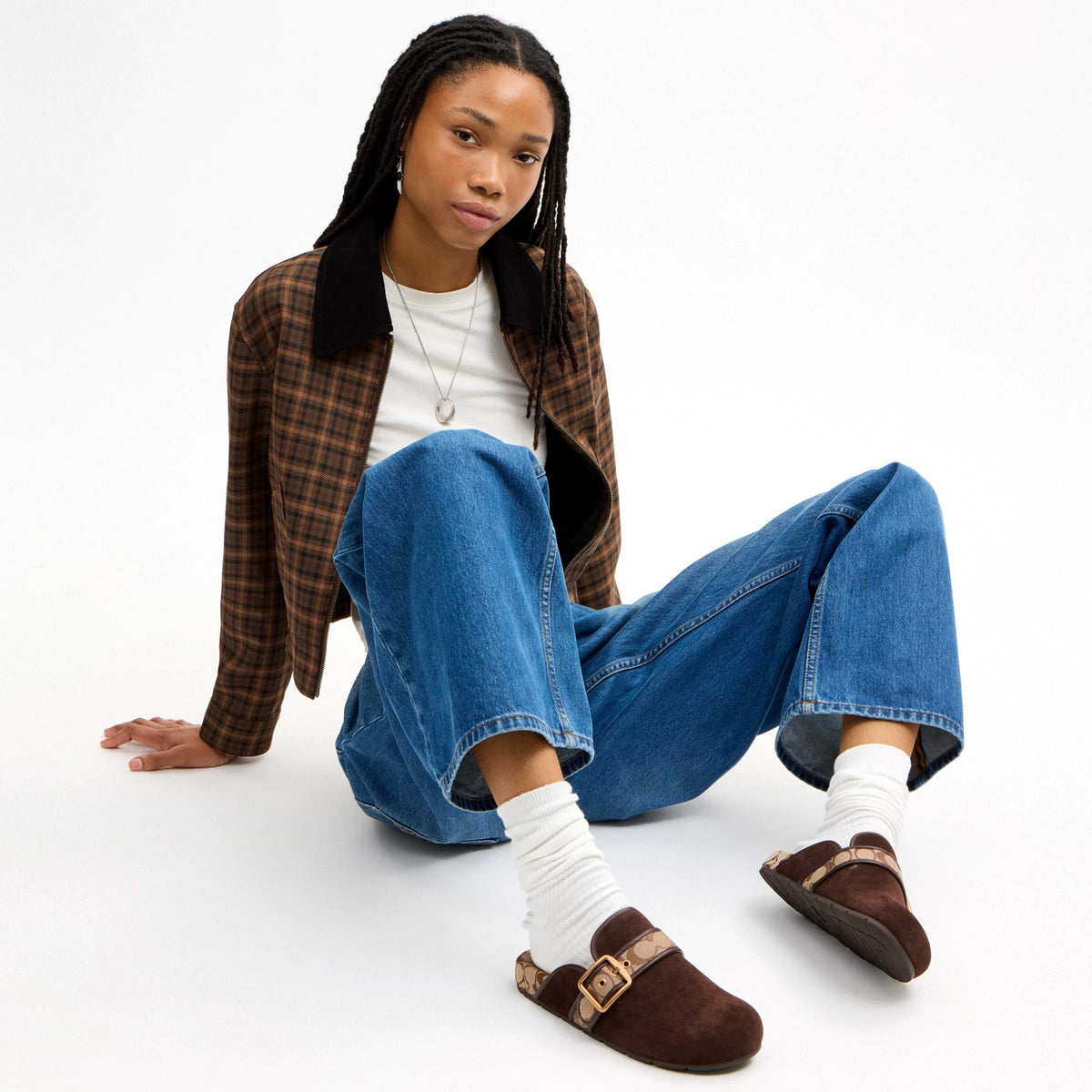 Coach Archival Buckle Clog With Signature Jacquard - Chocolate Brown