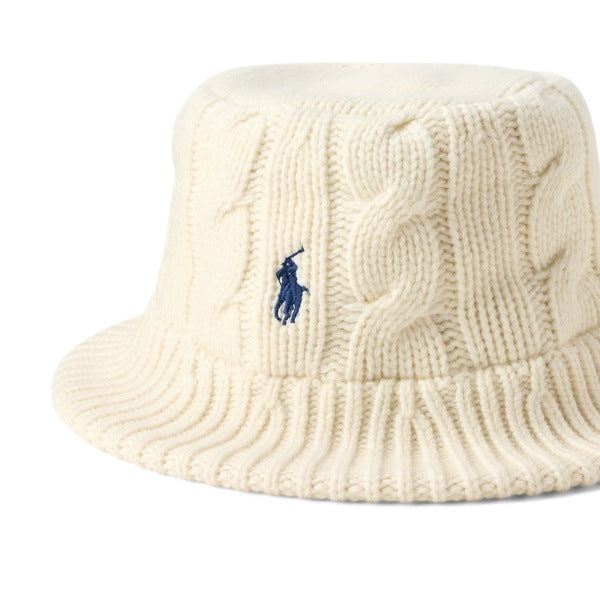 Polo Ralph Lauren Cable-Knit Wool-Blend Bucket Hat - Cream