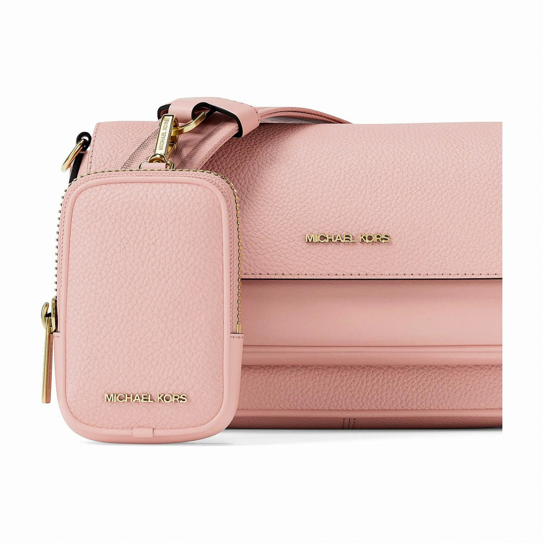 Michael Kors Jet Set Travel Small Pebbled Leather Crossbody Bag With Pouch - POWDER BLUSH