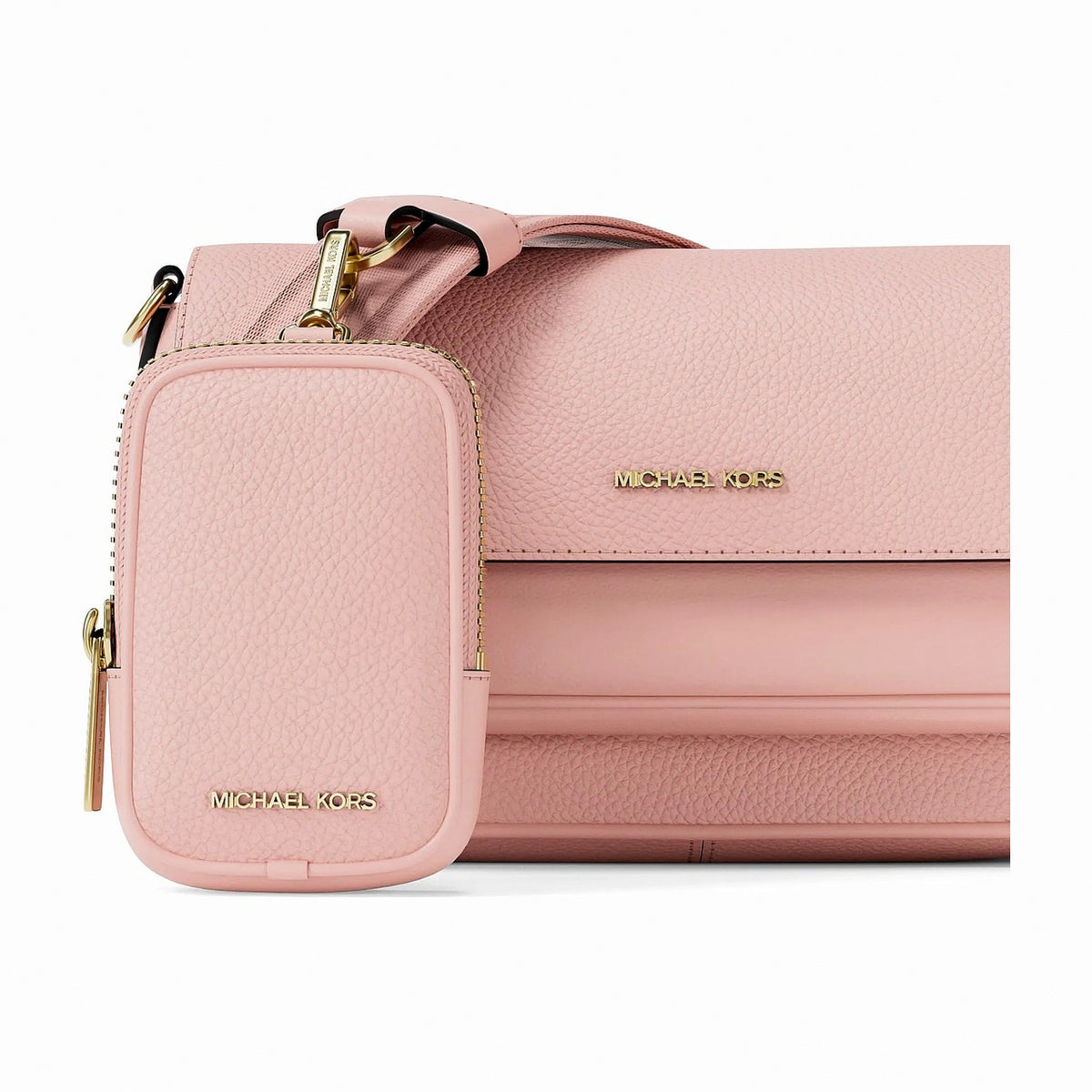 Michael Kors Jet Set Travel Small Pebbled Leather Crossbody Bag With Pouch - POWDER BLUSH