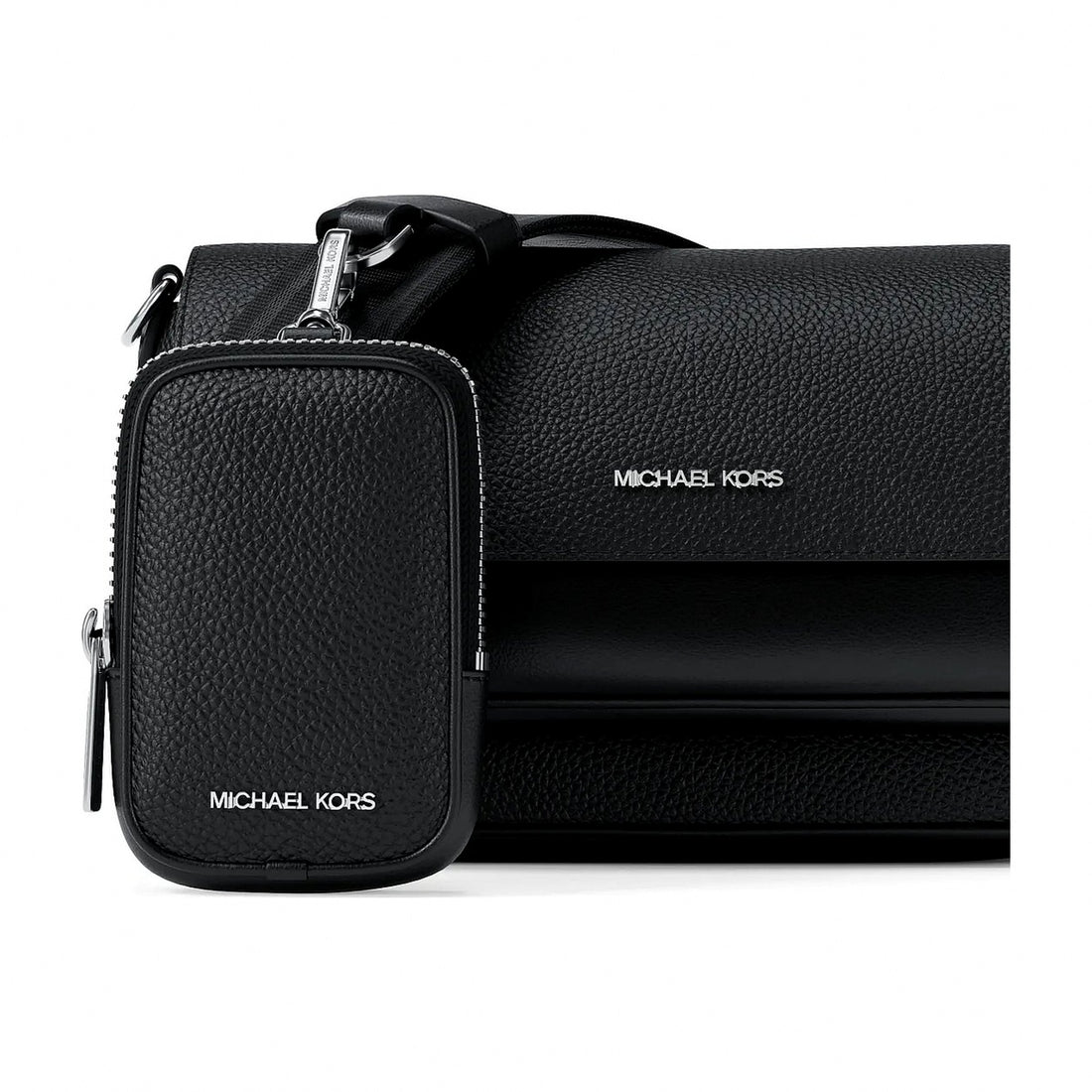 Michael Kors Jet Set Travel Small Pebbled Leather Crossbody Bag With Pouch - BLACK
