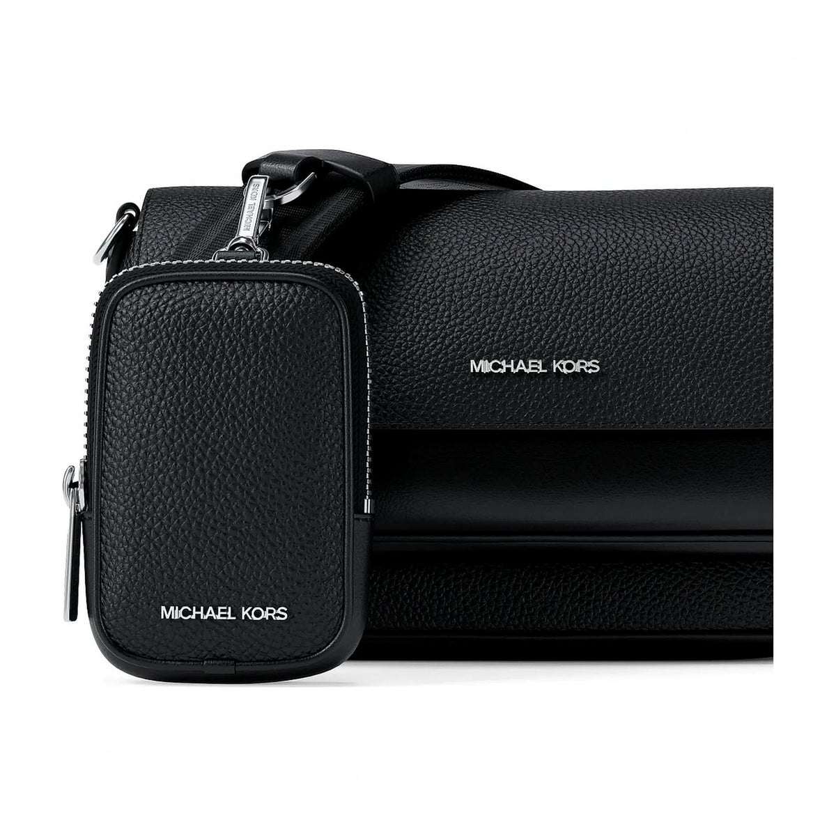 Michael Kors Jet Set Travel Small Pebbled Leather Crossbody Bag With Pouch - BLACK