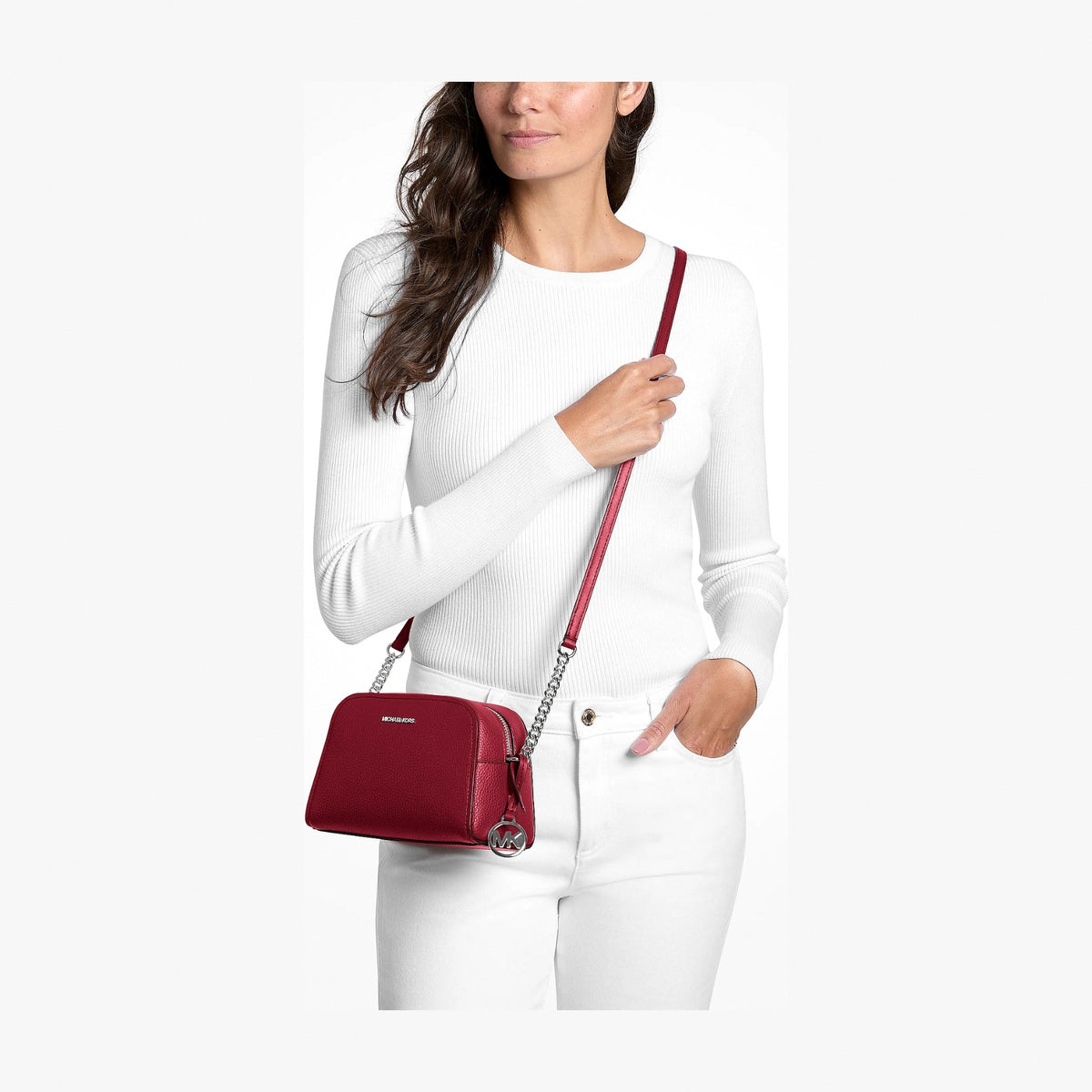 Michael Kors Ashton Extra-Small Camera Crossbody Bag - MAROON