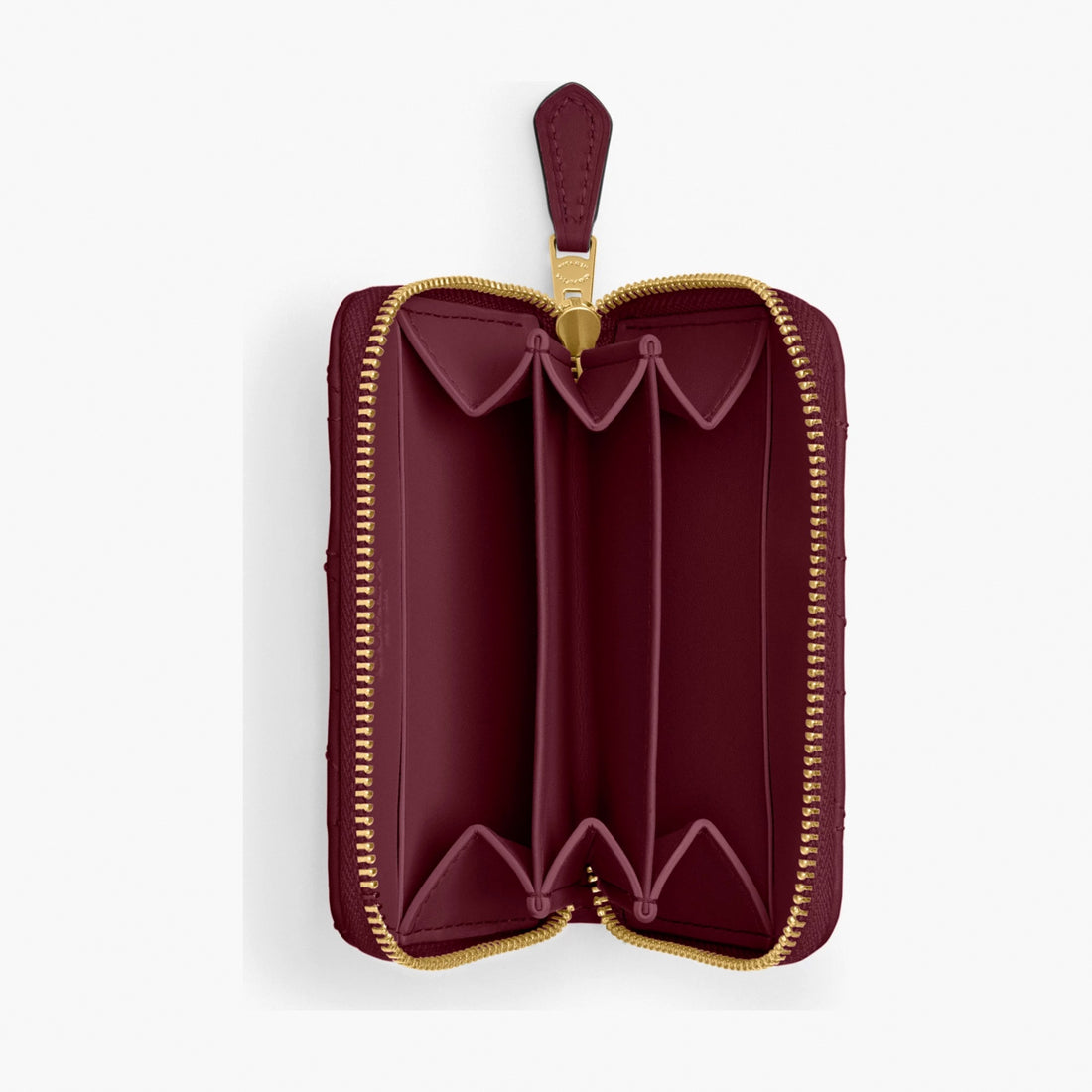 Coach Essential Small Zip Around Card Case With Pillow Quilting - Brass/Dark Cherry