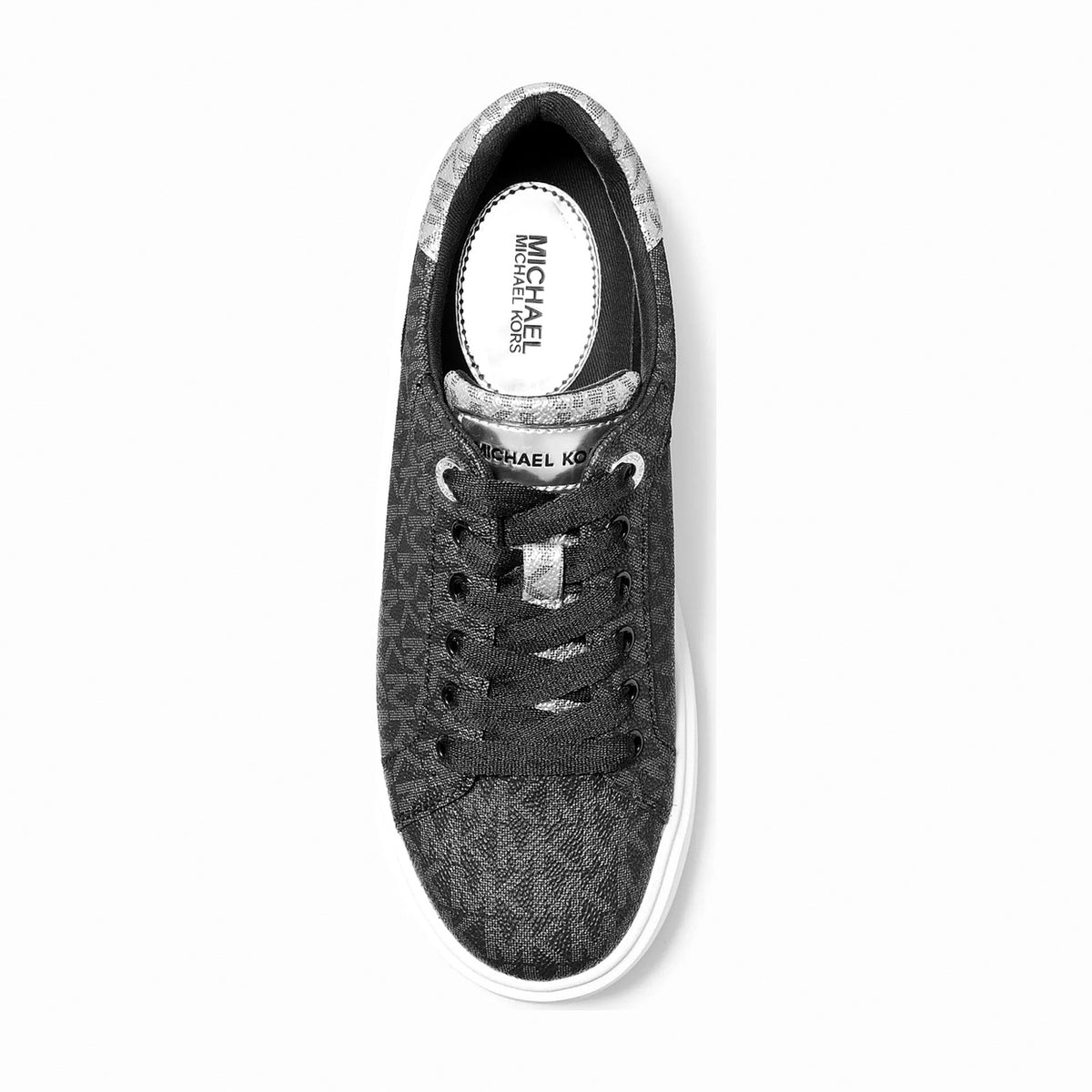 Michael Kors Romey Metallic Two-Tone Signature Logo Platform Sneaker - BLACK