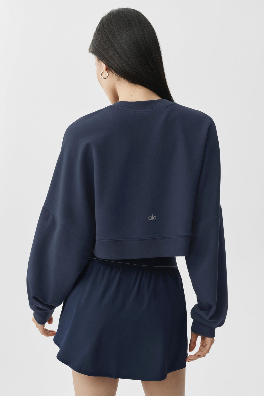 Alo Yoga Cropped Sway Crew Neck Pullover - Navy