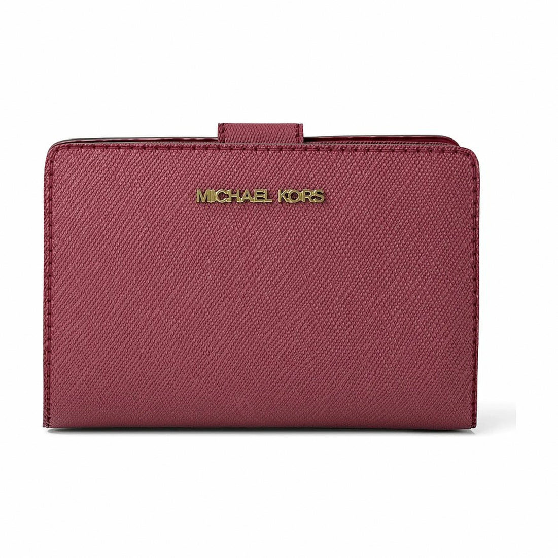 Michael Kors Medium Crossgrain Leather Wallet - CHERRY