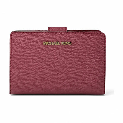 Michael Kors Medium Crossgrain Leather Wallet - CHERRY