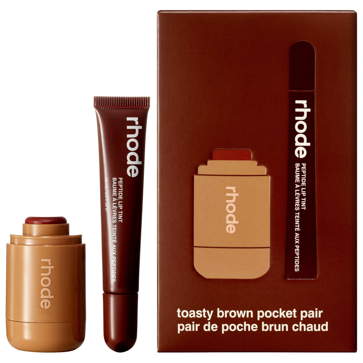 rhode Pocket Pair Limited Edition Lip + Cheek Set - toasted teddy + espresso - a toasty brown pair
