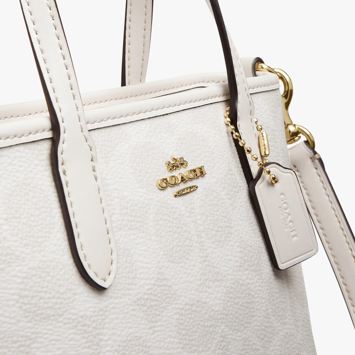 Coach City Mini Tote Bag In Signature Canvas - Gold/White/Chalk