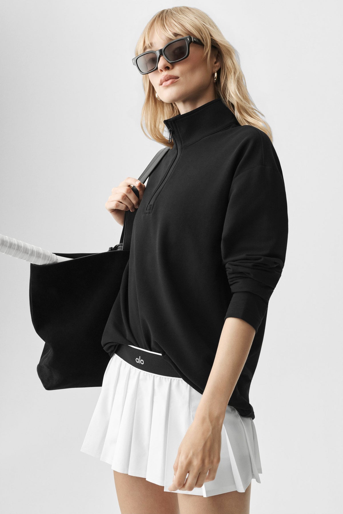 Alo Yoga Double Take Long Sleeve 1/4 Zip - Black