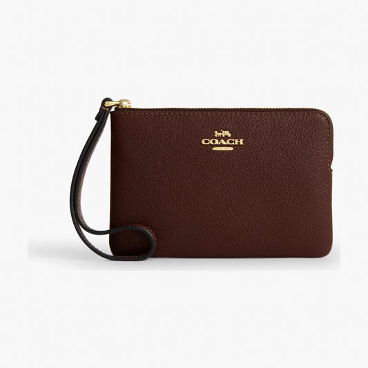 Coach Corner Zip Wristlet - Gold/Maple