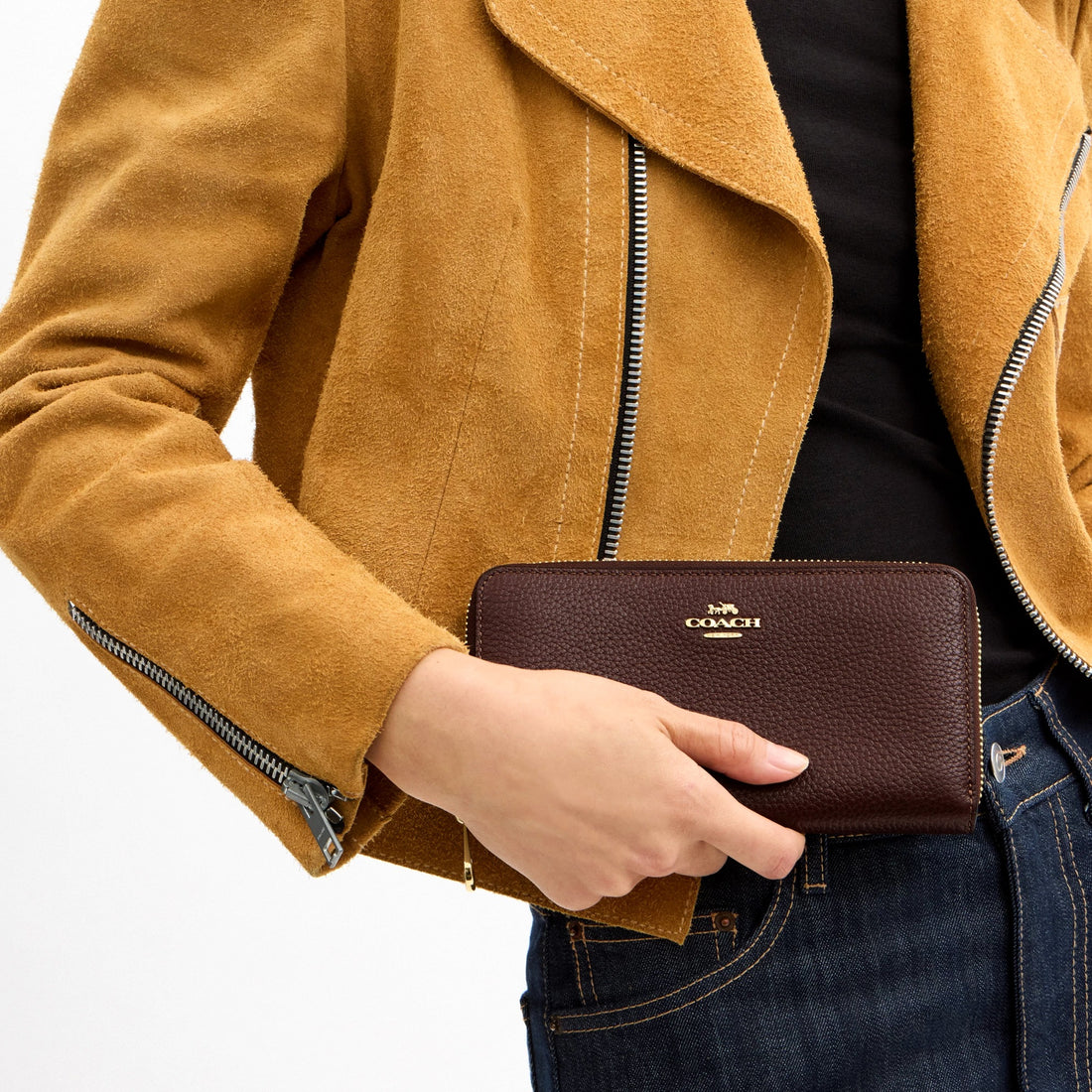 Coach Long Zip Around Wallet - Gold/Maple