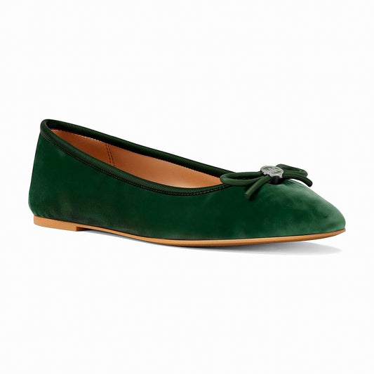 Michael Kors Savannah Logo Debossed Velvet Ballet Flat - AMAZON GREEN