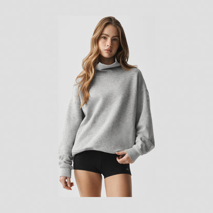 Alo Yoga Hazy Mock Neck Pullover - Athletic Heather Grey