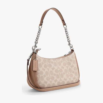 Coach Teri Shoulder Bag In Signature Canvas - Silver/Sand/Taupe