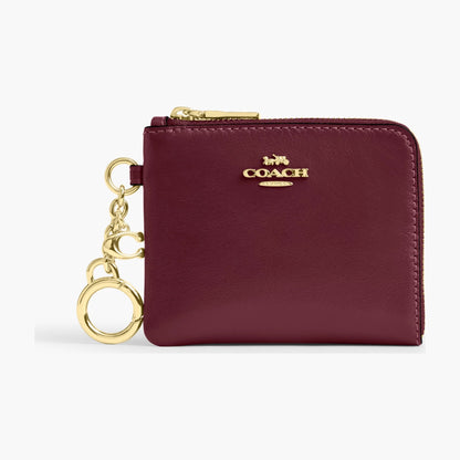 Coach Small Corner Zip Wallet - Gold/Dark Cherry