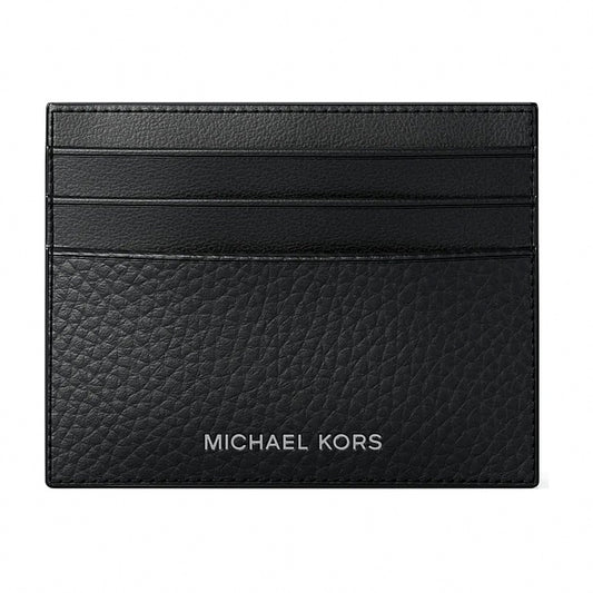 Michael Kors Cooper Pebbled Leather Card Case - BLACK