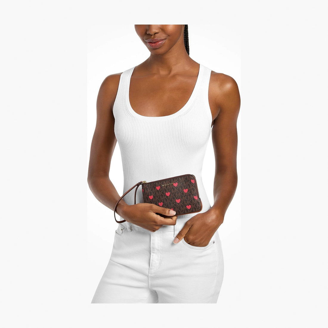 Michael Kors Jet Set Travel Small Printed Signature Logo Wristlet - BROWN